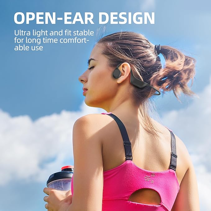 Bone Conduction Headphones Bluetooth 5.3 Open Ear Headphones, 7H Playtime Wireless Headphones, IPX5 Sweatproof Lightweight Sports Headset for Running, Cycling, Walking