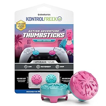 KontrolFreek Performance Thumbsticks - Heist Edition - For Playstation 5 (PS5) and Playstation 4 (PS4) Controller - Blue/Pink