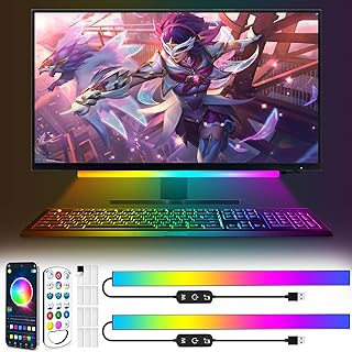 KANTUTOE Under Monitor Light Bar, App and Remote Control Gaming Ambient Lights,Music Sync Color Changing, 16 Million Colors, Timing, USB Powered RGB Light Bar for Monitor/TV/PC Back (2pcs) - Image 1