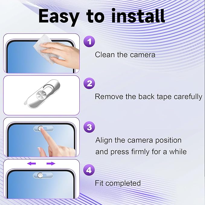 Front Camera Cover,Smartphones Webcam Cover Protect Privacy, Camera Privacy Covers Compatible for Galaxy, Pixel & iPad, Android Privacy Protection Slide, 2 Pack-Silver