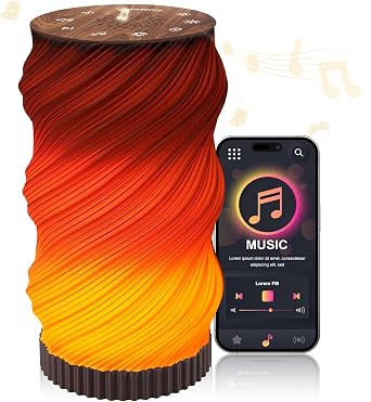 Touch Bedside Lamp with Sound Machine for Adults, Dimmable Night Light for Bedroom, 3-in-1 Bluetooth Speaker & White Noise Machine for Sleeping, Relaxation Dynamic Mood Lighting (Campfire/Breathing)