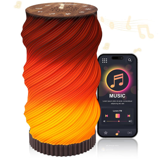 Touch Bedside Lamp with Sound Machine for Adults, Dimmable Night Light for Bedroom, 3-in-1 Bluetooth Speaker & White Noise Machine for Sleeping, Relaxation Dynamic Mood Lighting (Campfire/Breathing)