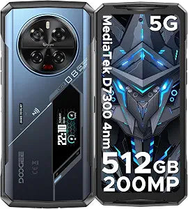 V40 Pro 5G Rugged Phone, 4nm D7300 CPU, 36GB RAM+512GB ROM Android Rugged Smartphone, 6.78" FHD+120Hz Screen, Rugged Cell Phone with 1.47" Rear Screen, 200MP AI Camera, NFC/WiFi 6