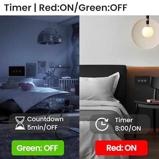 Smart Dimmer Switch Neutral Wire Required, 2.4GHz WiFi Dimmer Light Switch with Remote Voice Control, Tempered Glass Panel, Compatible with Alexa and Google Home, Black WiFi Dimmer
