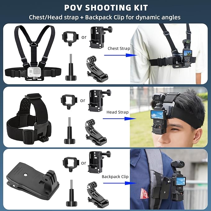 BRDRC Pocket 3 Magnetic Mount & 22 in 1 Accessories Kit, MagSafe Phone Holder with Hard Case, Suction Car Mount, Tripod, Selfie Stick, Screen Protector for DJI OSMO Pocket 3 Creator Combo