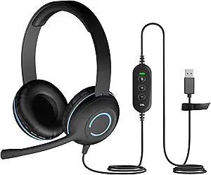 Cyber Acoustics AC-5008A USB-A Headset with in-Line Volume Control