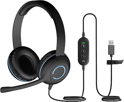 Cyber Acoustics AC-5008A USB-A Headset with in-Line Volume Control