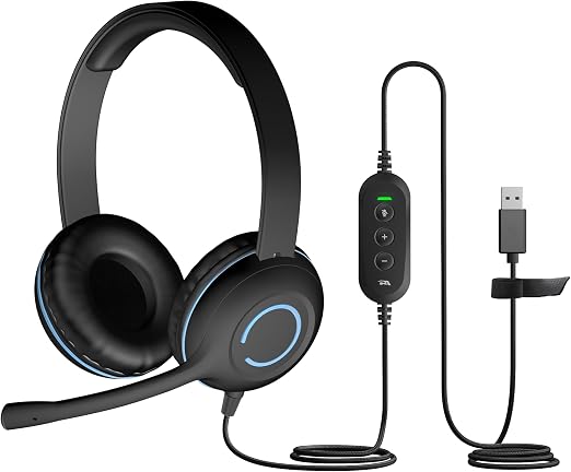Cyber Acoustics AC-5008A USB-A Headset with in-Line Volume Control