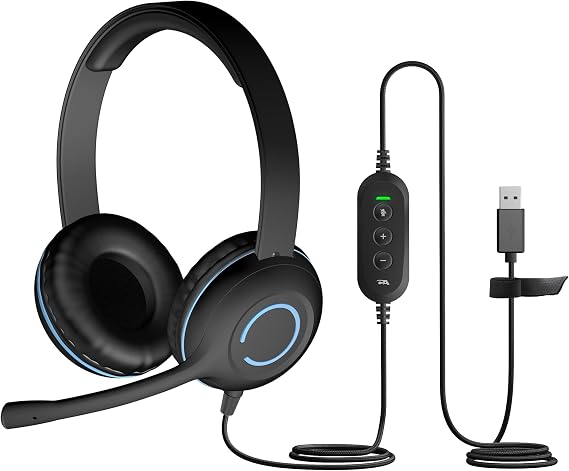 Cyber Acoustics AC-5008A USB-A Headset with in-Line Volume Control