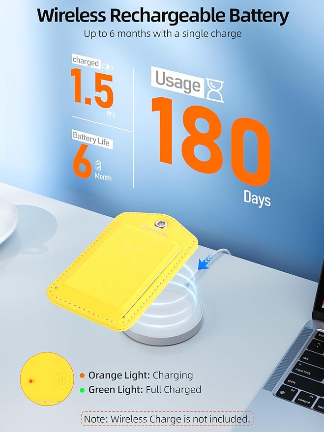 Luggage Tags, Works with Apple Find My, Leather Luggage Tag for Suitcases, Travel Tags, Bag Tag, Suitcase Tag with Privacy Flap, Anti-Lost Smart Luggage Tracker, Travel Essentials, Yellow