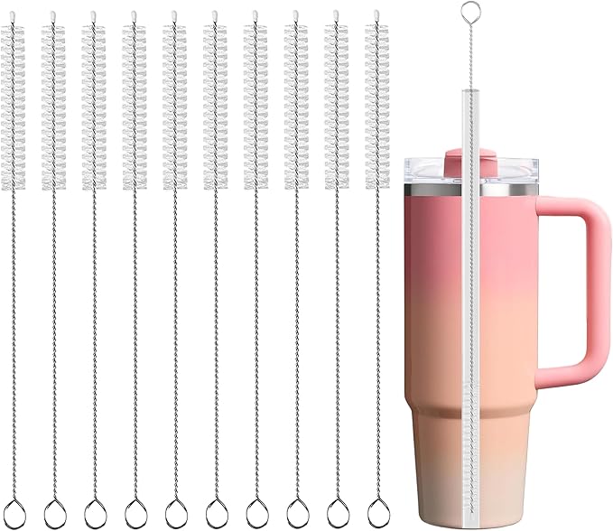 Straw Cleaner Brush Extend 10-Inch, Straw Brush with Premium PA6 Nylon Bristles for Reusable Straws,Baby Bottles, Sippy Cups & Sport Water Bottles,10-Pack.