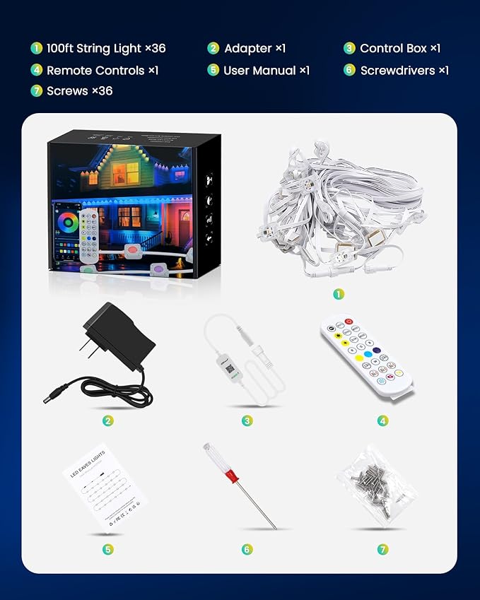 KISUFU 100FT Permanent Outdoor Lights for House, 24V RGB+IC Smart Outside Lights with 221 Modes, App & Remote Control, IP68 Waterproof, Year-Round Roof & Eaves Lighting for Christmas, Holidays (100FT)