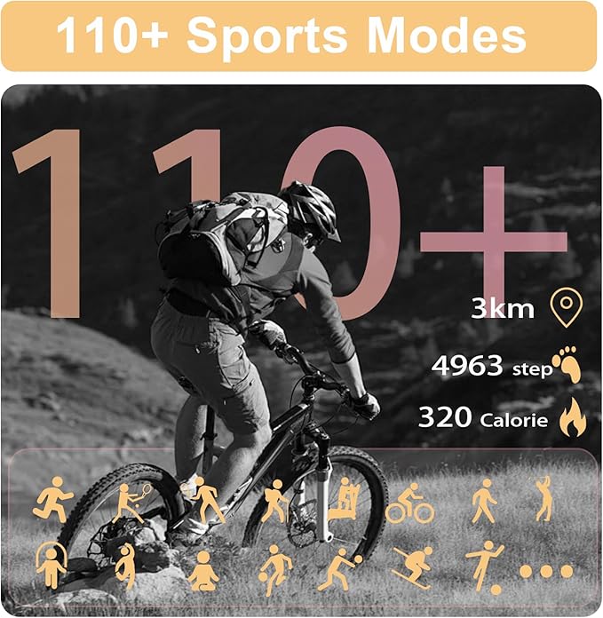 Smart Watch for Men(Answer/Make Calls),Built-in GPS,Fitness Tracker,2.1" Touch Screen, Heart Rate/Sleep Monitor, Pedometer,110+ Sport Modes Smartwatch for Android&iPhone (Golden)
