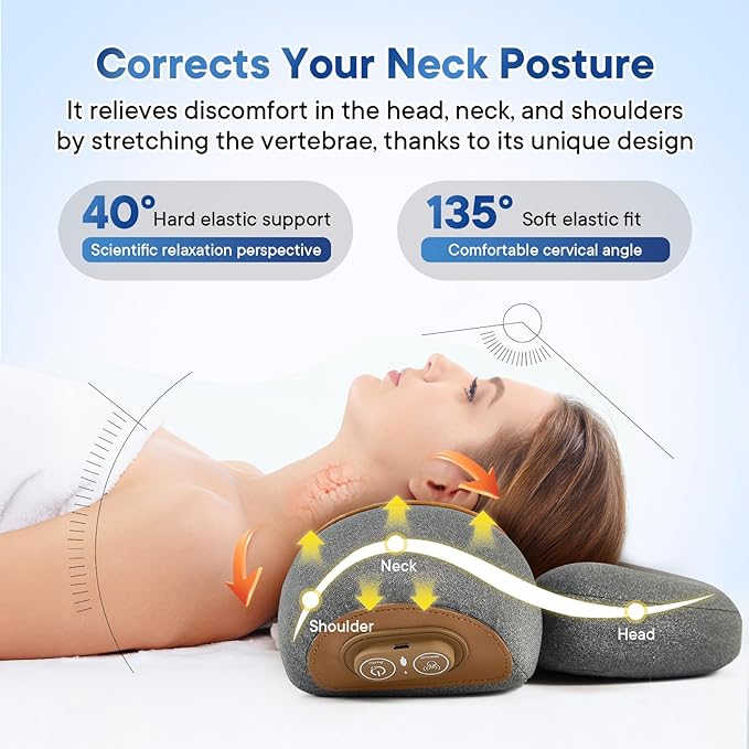 Neck Massage Pillow, 3-in-1 Neck Massager, Hot Traction Massage, Shoulder Pain Neck Pillow, Deep Tissue Pain Relief, Rechargeable Pillow, Suitable As A Gift for Male and Female Parents