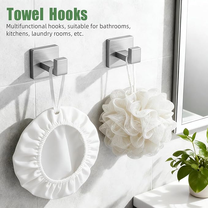 Brushed Nickel Bathroom Accessories Hardware Set, 7-Pieces Stainless Steel Towel Racks for Bathroom, 16 Inch Towel Bar, Towel Holders, Updated Toilet Paper Holder with Shelf Wall Mounted