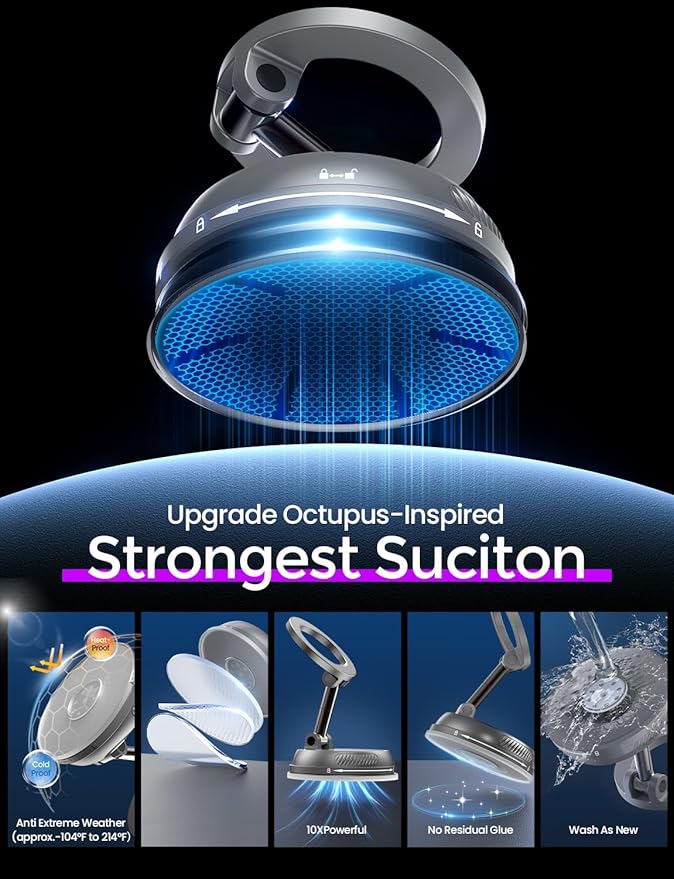 Car Phone Holder for Magsafe,[122+LBS Strongest Suction & 2400gf Magnetic],360° Adjustable,Phone Holders for Your Car,Car Phone Mount,Car Accessories for Your Car/Gym/Mirror Mount for iPhone&Android