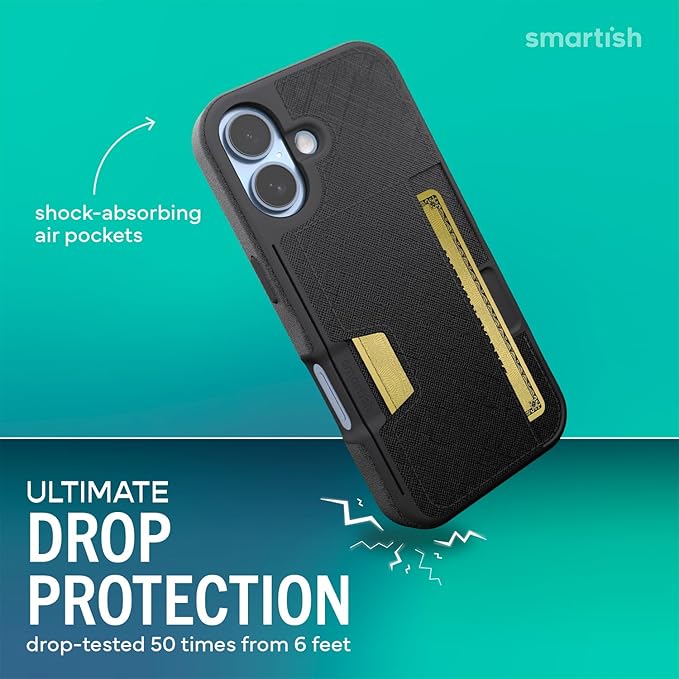 Smartish® iPhone 17 Wallet Case - Wallet Slayer Vol. 2 [Slim + Protective] Credit Card Holder w/Kickstand - Drop Tested Hidden Card Slot Cover for Apple iPhone 17 - Custom Print
