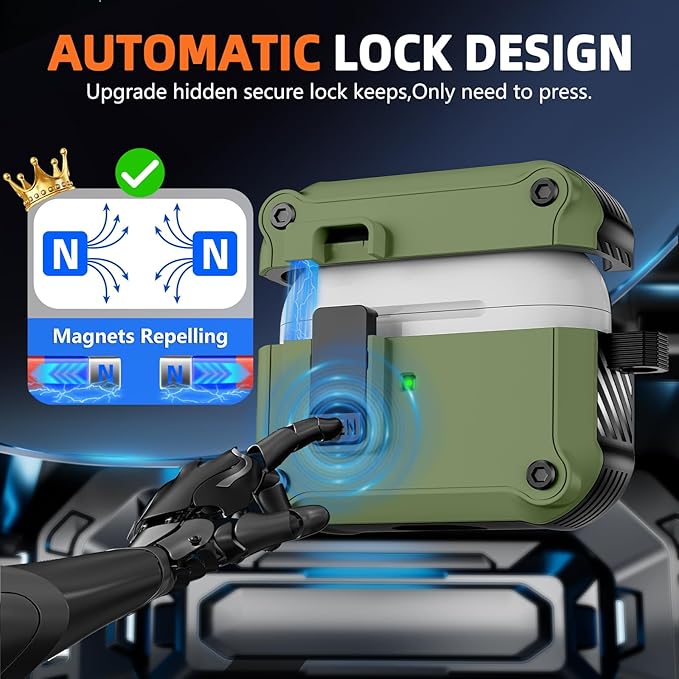 Compatible with AirPods Pro 2nd/1st Case,Magnetic Automatic Lock with Cleaning Kit,Compatible with Magsafe Cover -Dark Green