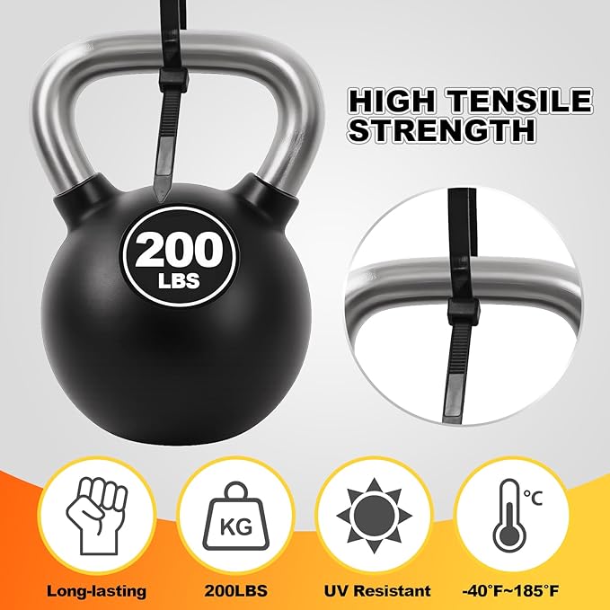 8''+12''+14''+18'' Zip Ties Assorted Sizes, 500 Pack 200 LBS Black Cable Ties - Heavy Duty Nylon Wire Ties, Self-Locking, UV Resistant for Indoor/Outdoor Use