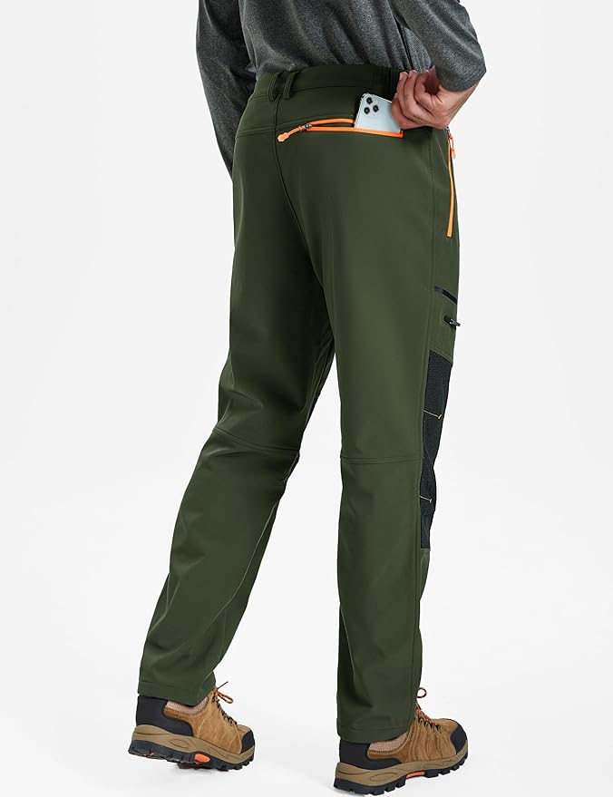 TACVASEN Men's Snow Ski Pants Fleece Lined Winter Pants for Men Water Resistant Thermal Snowboard Hiking Hunting Work
