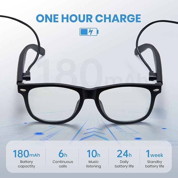 Cyxus AI Smart Glasses for Business Meetings - Real-Time Transcription Bilingual Translation & Bluetooth Audio Lightweight All-Day Wear AI8284