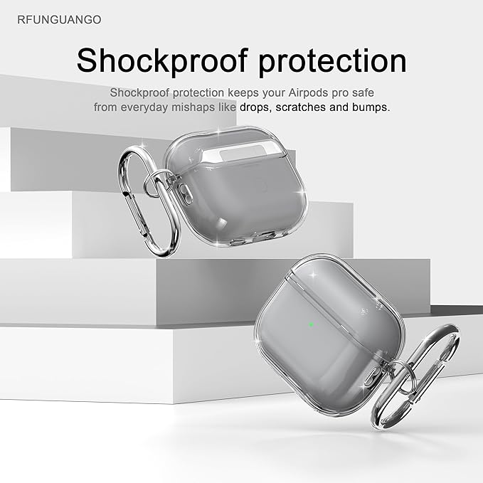 RFUNGUANGO AirPods Pro 3 Case Clear, Soft TPU Transparent with Cleaning Kit & Keychain, Compatible with Magsafe, Compatible Apple AirPods Pro 3rd (2025) Generation Protective Case, Black