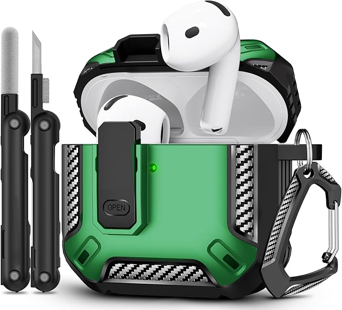 for AirPods 4 Case, Secure Lock Case Cover for Apple Airpods 4 with Active Noise Cancellation 2024, Case for Airpods 4 with Cleaner Kit and Keychain, Powerful Drop Protection