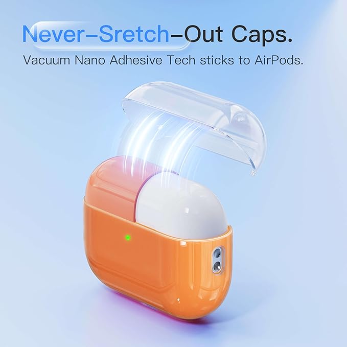 Case for AirPods Pro 2 Never-Sretch-Out DamonLight Shock-Proof Protective Semi Hard Silicone Case Compatible with Apple Airpods Pro 2nd Generation (Orange)