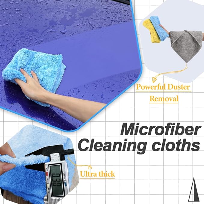 Car Wash Towels,Upgraded 450gsm Ultra-Thick,Micro Fiber Towels for Car and Home Polishing Washing & Detailing,Car Cleaning Interior Microfiber Rags 16"x16"|Blue 6-Pack