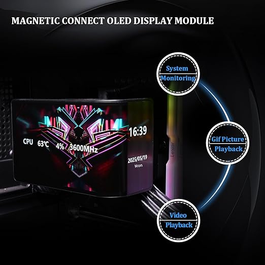 Thermalright Wonder Vision 360 UB ARGB Black CPU AIO Cooler,360mm Radiator, 2K 60HZ Curved Screen with 2400x1080 Resolution,for AM4/AM5,Intel LGA1851/1700,6.67in 3D Screen High Performance Pump