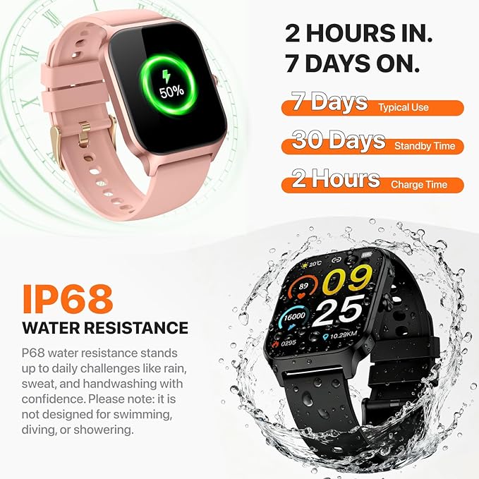 Smart Watch for Women Men,(Answer/Make Call) 1.83'' HD Fitness Activity Tracker Smartwatch for Android iPhone iOS Compatible,IP68 Waterproof Step Counter with Sleep Monitor (Modern, Pink, 1.83)