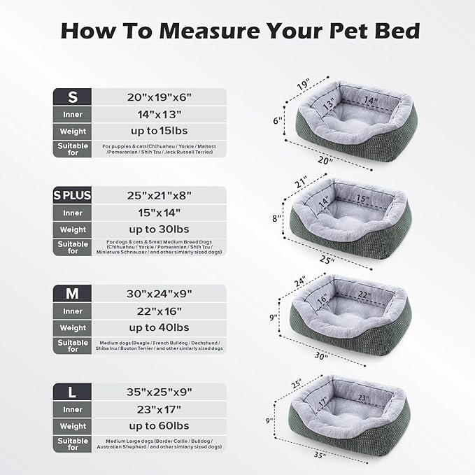INVENHO Large Dog Beds Large Sized, Washable Orthopedic Warming Soft Sleeping Durable with Anti-Slip Bottom