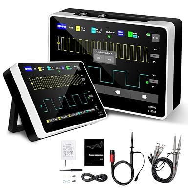 [FNRSI Upgraded 1013D Plus 100X Probe] Oscilloscope Portable Digital Tablet Oscilloscope with 2 Channels 100Mhz Bandwidth 1GSa/s Sampling Rate 7" TFT LCD Touch Screen 100X High Voltage - Image 3