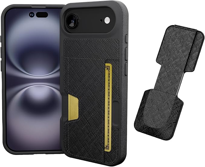 Smartish® iPhone Air Wallet Case + Phone Grip Finger Loop - Wallet Slayer Vol. 2 [Slim + Protective] Credit Card Holder + Pop Out Ring Kickstand for Apple iPhone Air - Black Tie Affair