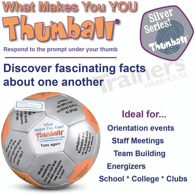 Trainers Warehouse 6" Thumball Collection, 32 Prompts for Conversation, Team Building, Relationship and Training