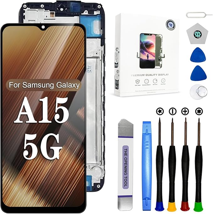EFAITHFIX for Samsung Galaxy A15 5G Screen Replacement with Frame 6.6 Inch LCD Display Digitizer for Samsung A15 A156U A156M S156VL A156W Screen Replacement Kit Touch Screen Assembly with Repair Tools