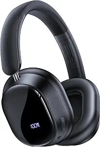 Hybird Active Noise Cancelling Bluetooth 6.4 Headphones Wireless 140 Hrs Playtime ANC & Battery Display Over Ear Headphones With ENC Mic Hi-Res Audio Comfort Earcup Headphones for Travel Game Music
