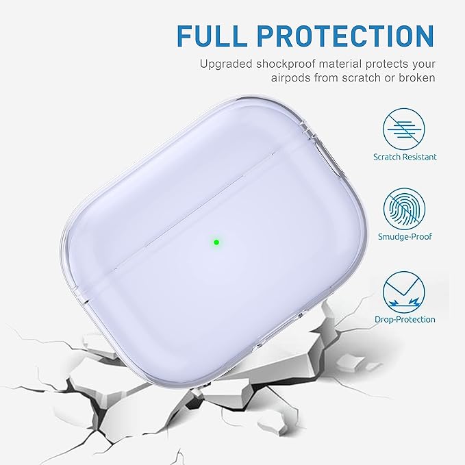 Valkit AirPods Pro 2nd/1st Gen Case, Clear Protective Cover with Cleaning Pen, Portable Lanyard, 2022/2023
