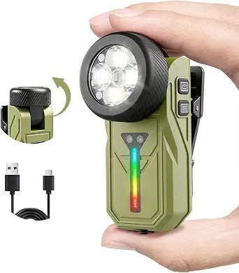 Mini EDC Flashlight Rechargeable, 90° Tilting Head,Clip-on Pocket Light