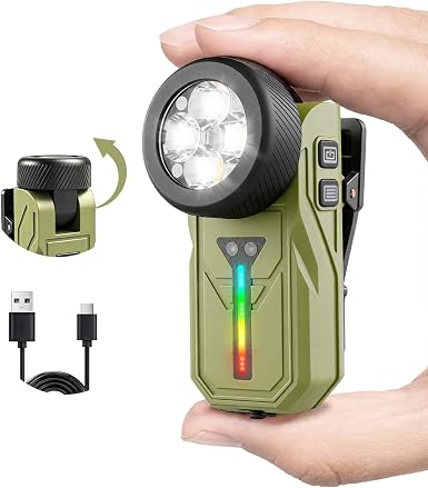 Mini EDC Flashlight Rechargeable, 90° Tilting Head,Clip-on Pocket Light
