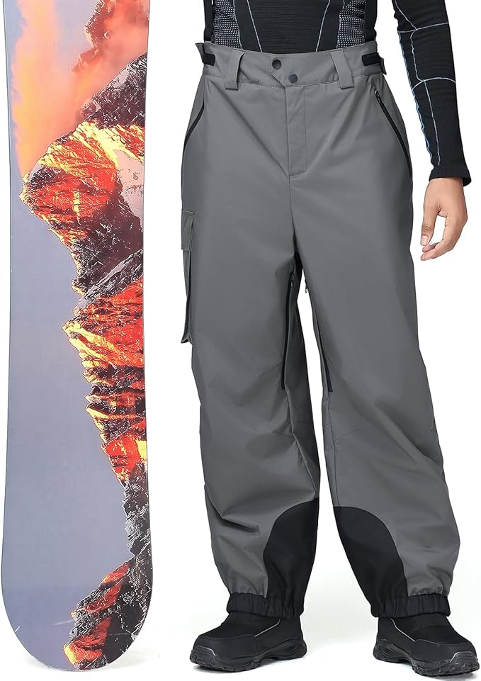 YEEFINE Mens Snow Ski Bibs Pants Baggy Snowboard Overall Insulated Windproof Waterproof Winter Warm Comfy Loose Ski Pants