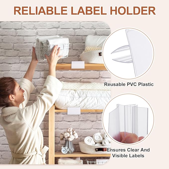 PATIKIL 3.1" x 1.7" Wire Shelf Label Holder, 20 Pack Reusable Plastic Price Tag Display Clip for 0.28" to 0.47" Thick Shelves with Paper Inserts Pens for Home Market Store, Clear