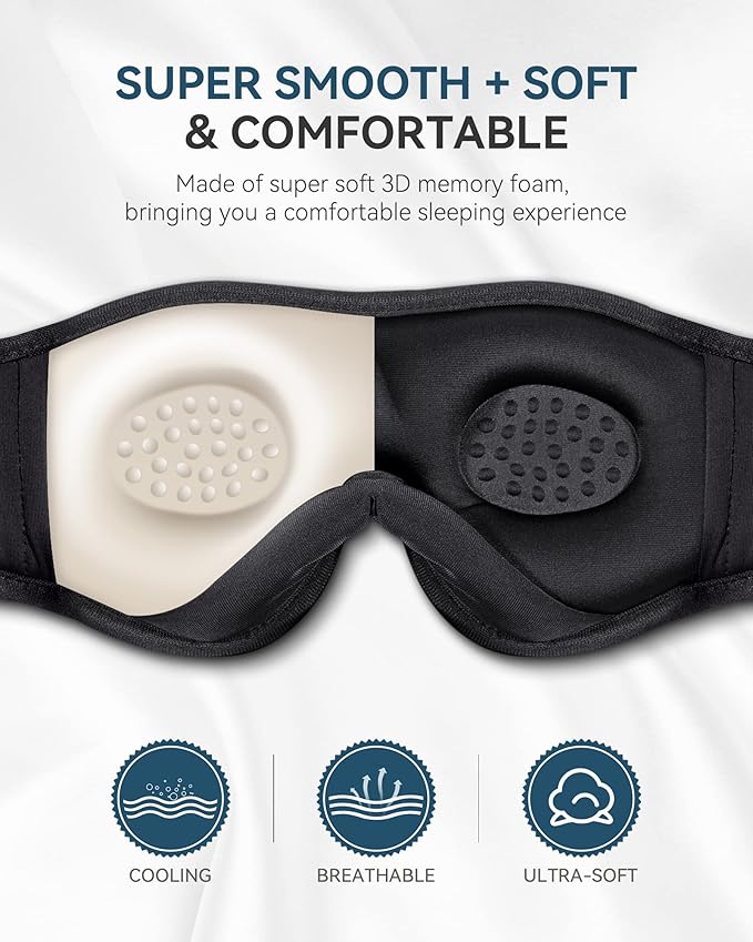 MUSICOZY Sleep Headphones Bluetooth Sports Headband, Wireless Music Sleeping Headphones Sleep Eye Mask Earbuds for Side Sleepers Workout Running Travel Yoga Office, Pack of 2