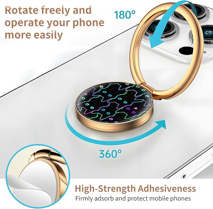 Cell Phone Ring Holder, Cute Metal Phone Grip Stand Finger Ring Kickstand, Flexible 360°Rotation Phone Tablet Case Accessories Compatible with Most Phones Cute Black Cats