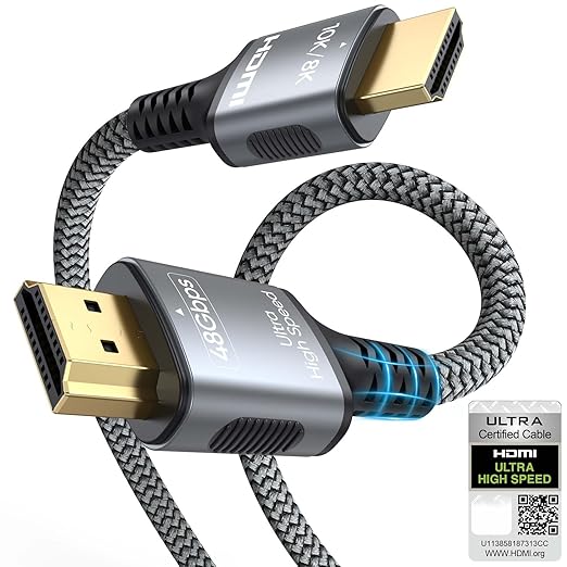 Certified HDMI 2.1 Cable 3FT, 8K HDMI eARC Cord for Home Theater,48Gbps & 8K@60Hz HDMI ARC Cable for Soundbar to TV, 8K/4K TV, Roku/Apple TV, PS5, Xbox,Projector,Gaming Monitor, Computer