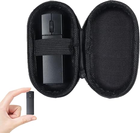 Ultra Small Bluetooth Wireless Mouse, Dual Mode (BT+2.4G) Noiseless Rechargeable (with Mouse Case), 1200 DPI Slim and Portable Mini Travel Cordless Mice for PC Computer Laptop (Black)