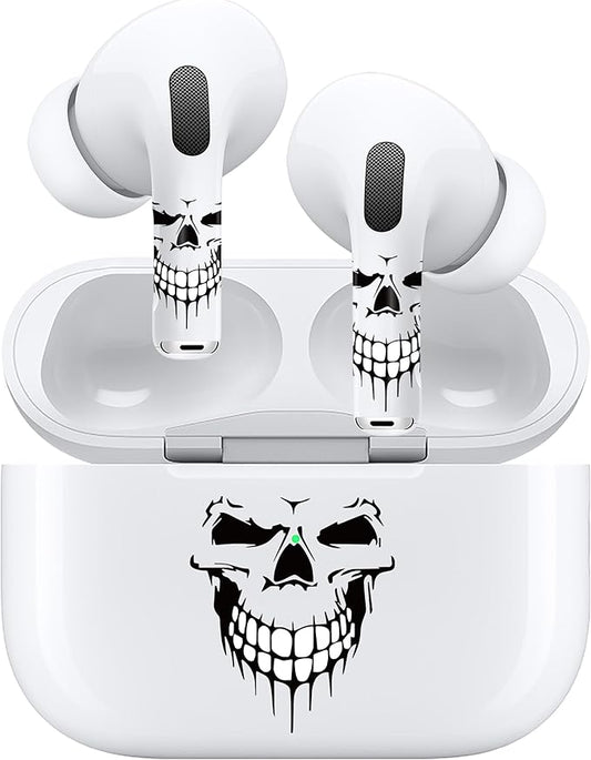 ROCKMAX for AirPods Sticker Skin Set, Earbud + Charging Case Wrap Decals, Applicator Included + Spare, Fits AirPods 1/2/3/4 & Pro/Pro 2/Pro 3 – Dripping Skull