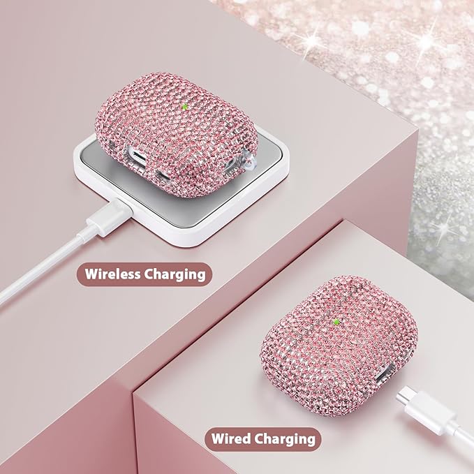 Bling Airpods iPods Pro 3 Case Cover 2025, VISOOM Rhinestone Airpods Pro 3 Cases Cute Glitter Jewelry Airpod iPod Pro3 Cases for Sparkly Apple AirPods iPods Pro 3rd Gen Case with Keychain for Women