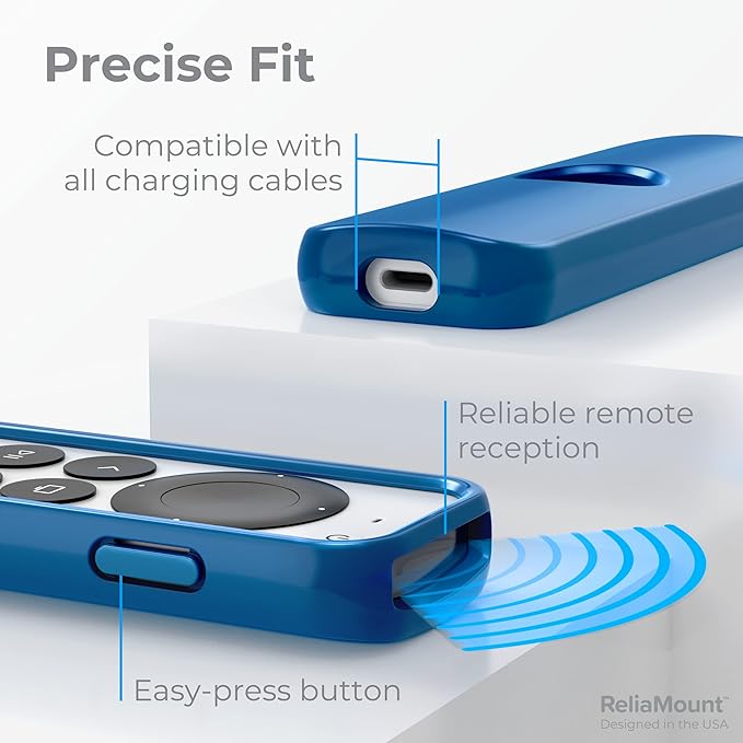 Case for Apple TV Remotes – Premium Drop Protection and Comfortable to Hold – Designed in USA (Premium Blue with Soft Microfiber Lining)