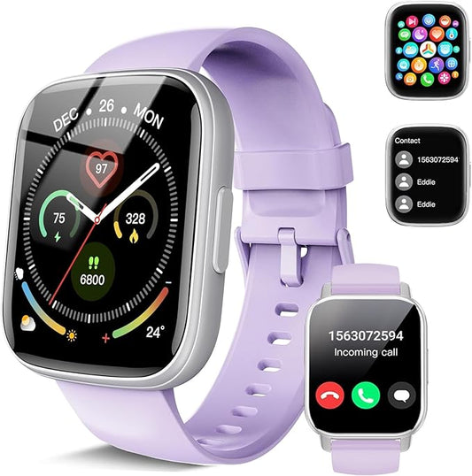 Smart Watch for Men Women, 1.95" Touchscreen Fitness Tracker with Bluetooth Calling, Fitness Watch with 110+ Sports Modes/Heart Rate/Sleep Monitor, IP68 Waterproof Smartwatch for Android iOS, Purple